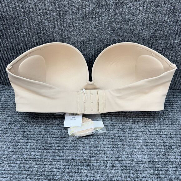 Delimira Strapless Plunge Bra 34D Beige Push Up Flex Underwire Lightly Lined NEW - Picture 4 of 9